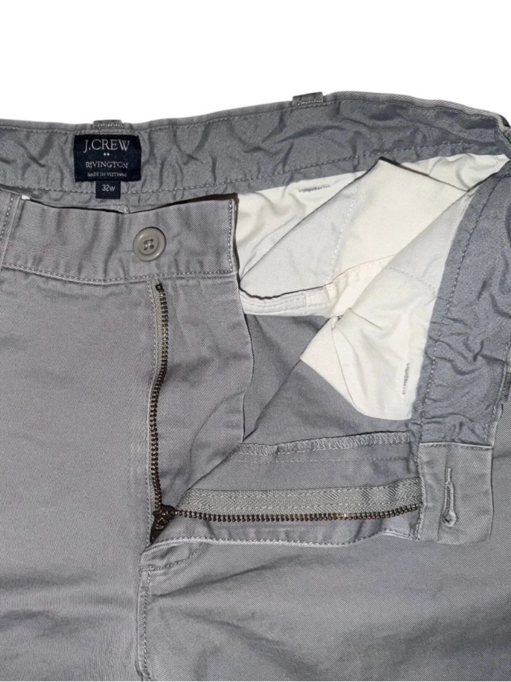 J. Crew Rivington Chino Shorts Men 32 100% Cotton Gray Coastal Preppy